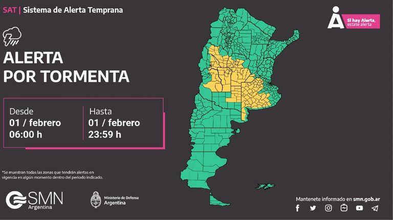 Alerta del SMN 20230201