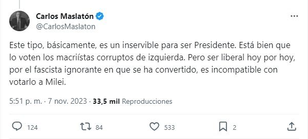 Carlos Maslatón contra Javier Milei g_20231107
