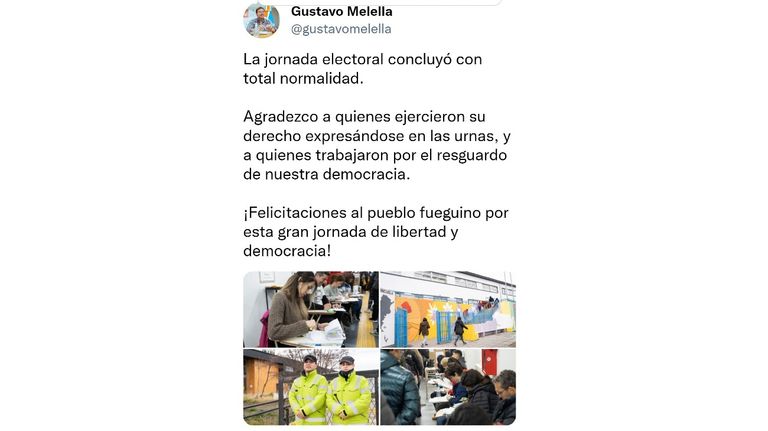 Tweet de Gustavo Melella