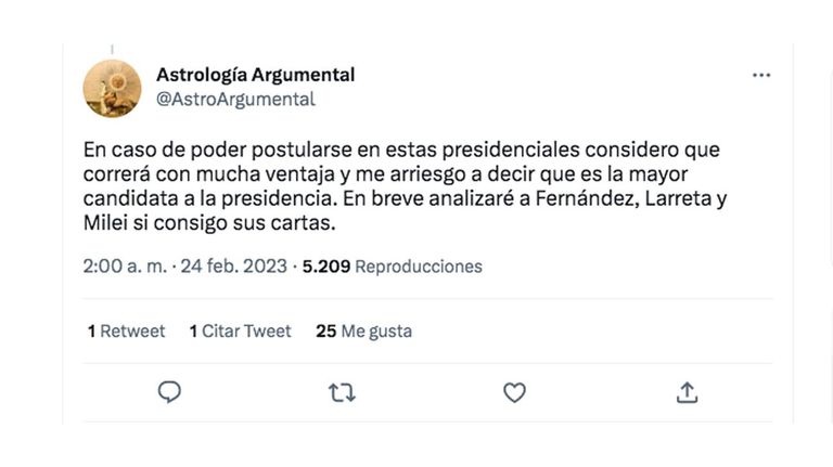 Predicción astrológica sobre Cristina Kirchner.