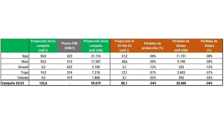 Pérdidas de divisas por la sequía