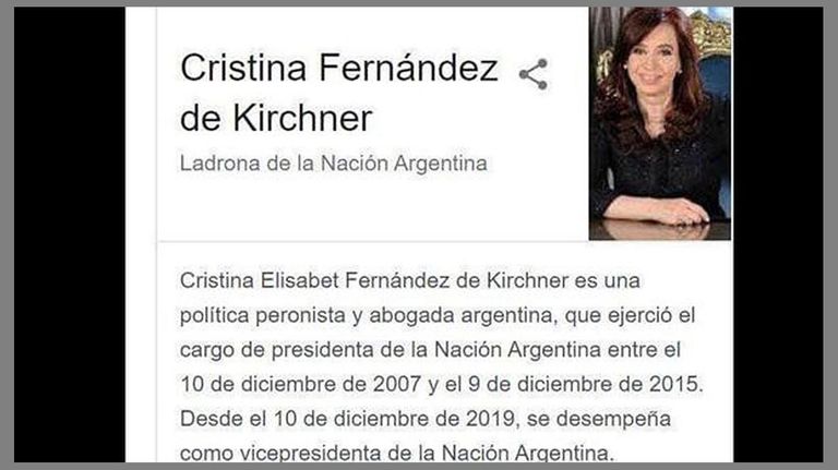 foto de CFK ladrona 20200806