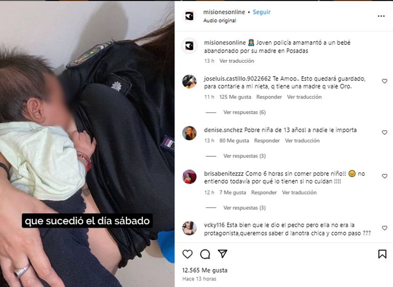 Una policía de Misiones amamantó a un bebé en un operativo 20240227