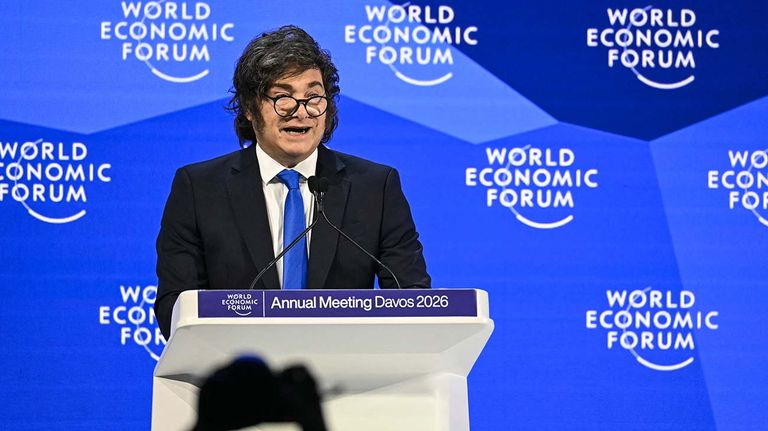 El presidente Javier Milei en Davos 21012026