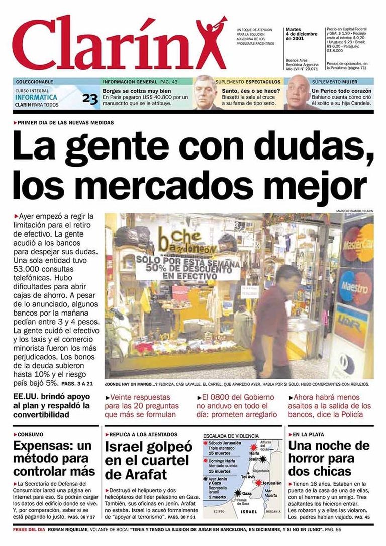 tapas de diarios de los dias 4 y 5 diciembre de 2001 20211203