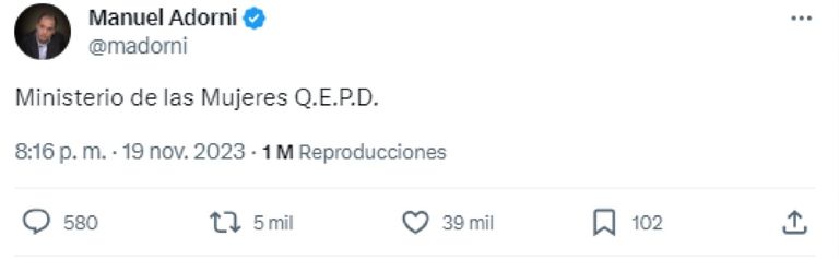 Tweets del economista Manuel Adorni 20231129
