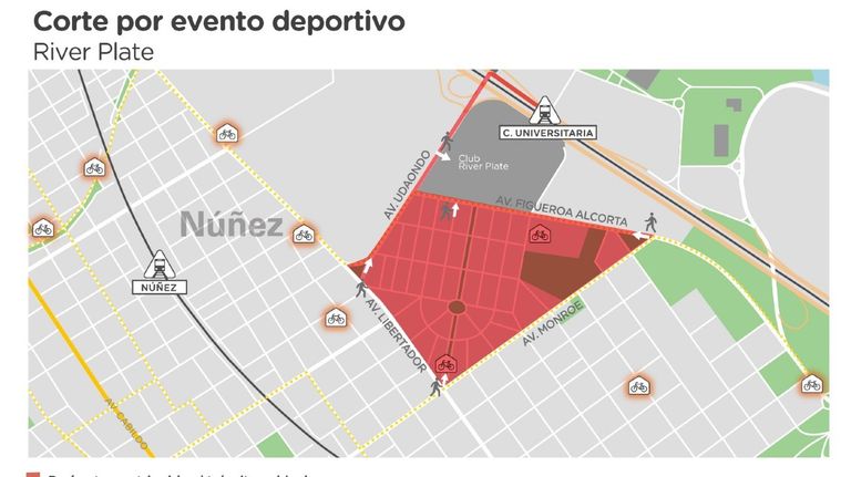 Cortes y accesos para el partido de Argentina Panamá 20230322