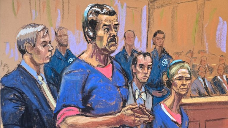 Boceto de la sala del tribunal en la audiencia de Nicolás Maduro 20260105