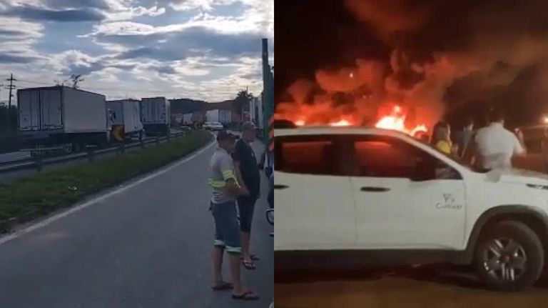 Protesta de camioneros en Brasil