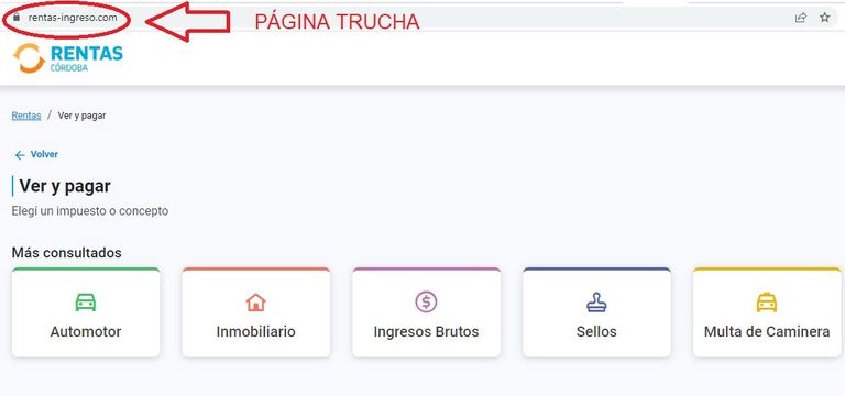 Denuncia de web falsa.