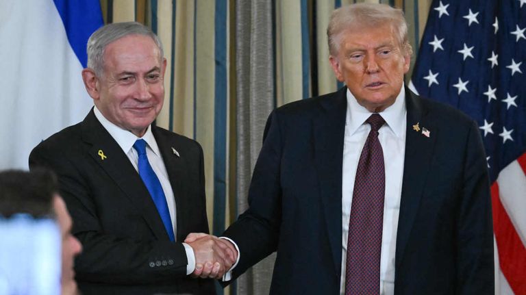 Donald Trump y el primer ministro israelí, Benjamin Netanyahu 20250929