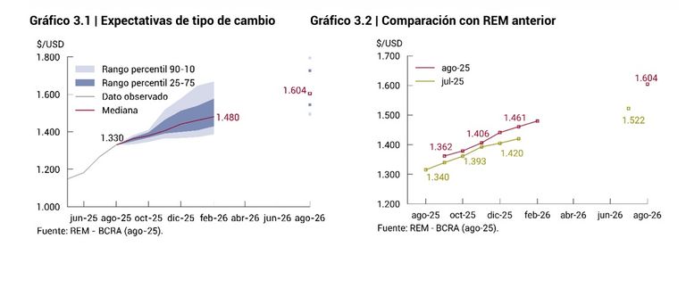 Tipo de cambio según el REM de agosto 2025.