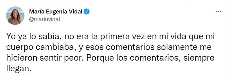 El mensaje de María Eugenia Vidal.