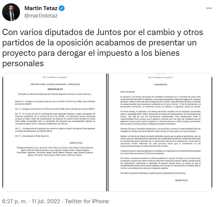 Proyecto de Ley Martin Tetaz