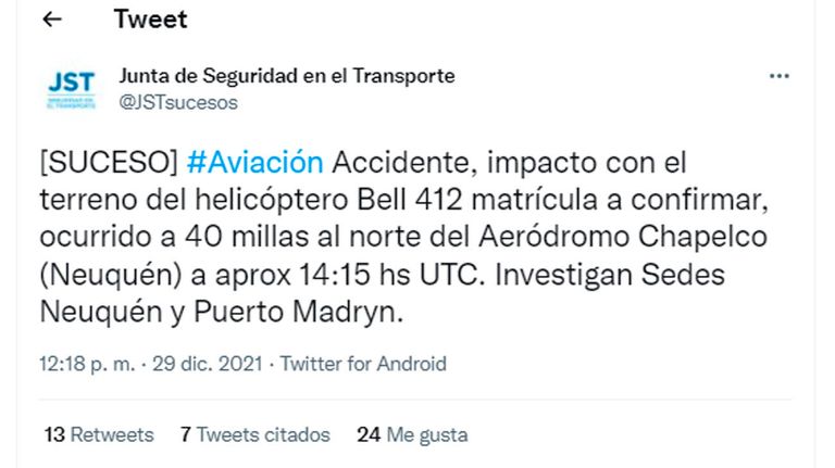 helicoptero q se cayo en el sur 20211229