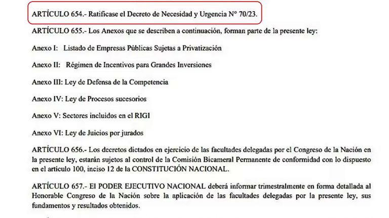 Ley Ómnibus 20231227