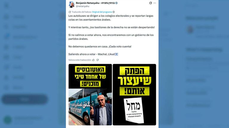 Netanyahu muestra los colectivos que transportan a los votantes de izquierda para instar a votar a la derecha.