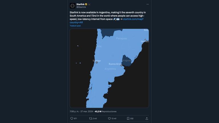 Elon Musk confirmó que Starlink llega a La Plata