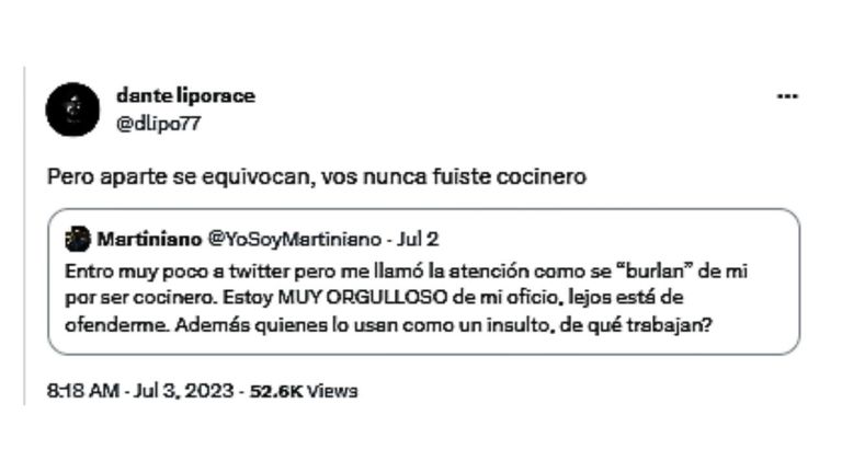 Tuit de Dante Liporace 20230705