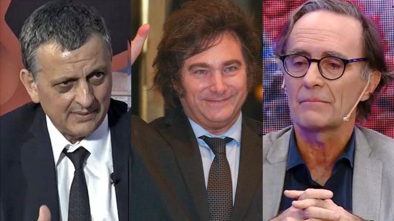 Horacio Marín, Javier Milei y Osvaldo Giordano