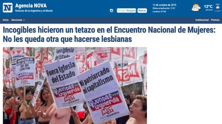 Agencia Nova, sobre el tetazo de La Plata.