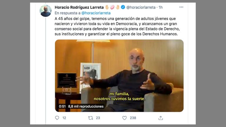 Horacio Rodriguez Larreta habla en Twitter 20210324