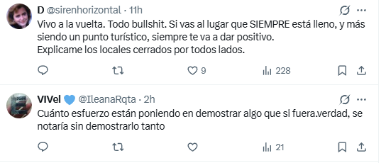 Algunas de las respuestas al retuiteo presidencial del posteo que mostraba a la pizzería 