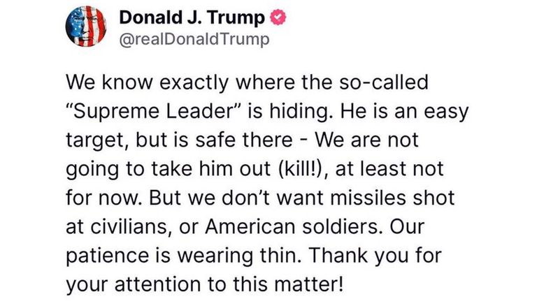 Tweet Donald Trump20250617