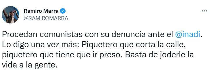 El mensaje de Ramiro Marra.