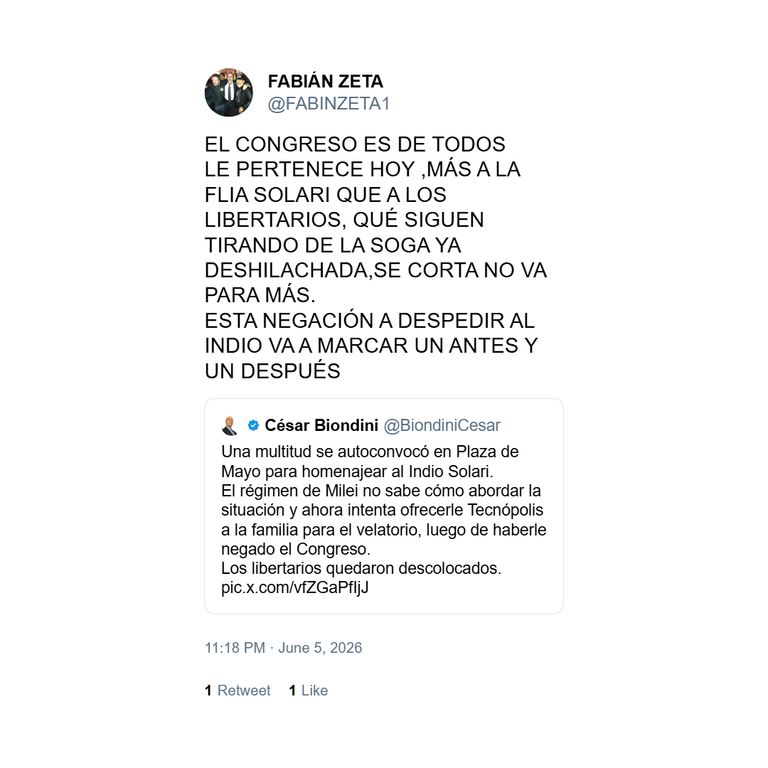 Posteos contra Milei por la muerte del Indio Solari 3