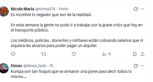 Las respuestas al posteo de Javier Lanari sobre resumen semanal de gestión.