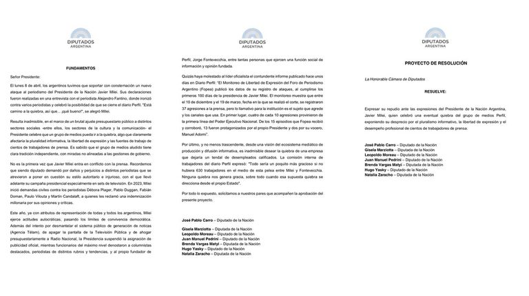 Acta de Repudio al Presidente Javier Milei