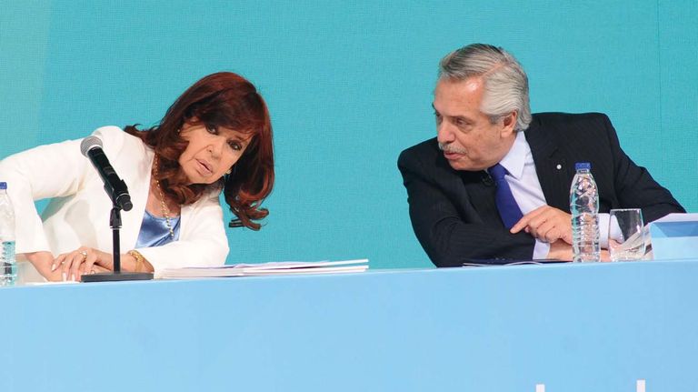 Cristina Kirchner y Alberto Fernández, en el acto en Tecnópolis.
