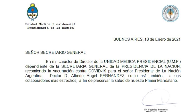 Vacunación Alberto Fernández