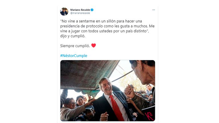  Los dirigentes políticos enviaron saludos a Néstor en el día de su nacimiento 20210225