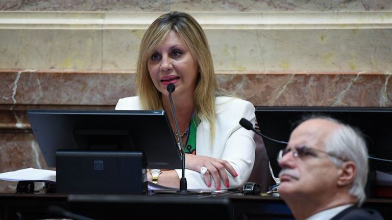La presidenta de la Comisión de Asuntos Constitucionales, de la Cámara Alta, María de los Angeles Sacnun.