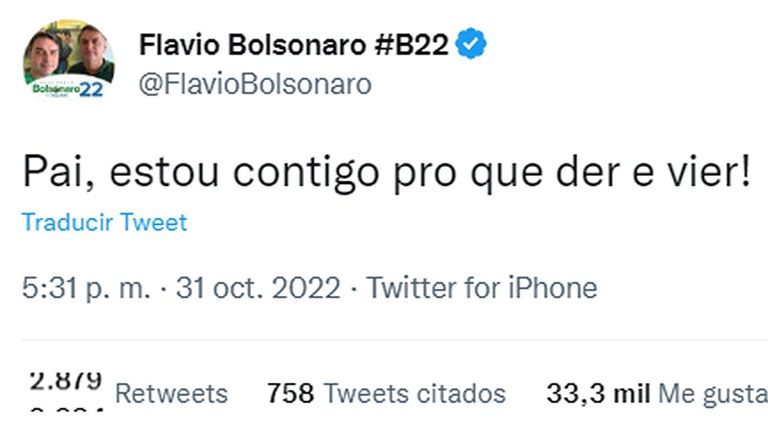 Tuits de Flavio Bolsonaro 20221031