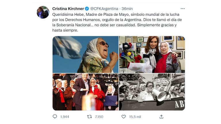 Tweets fallecimiento Hebe de Bonafini
