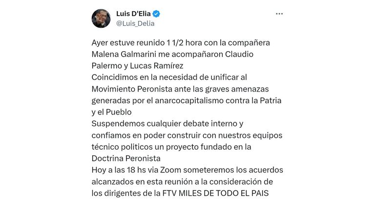 Tweet de D'Elía