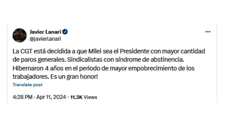 Javier Lanari contra la CGT 20240411