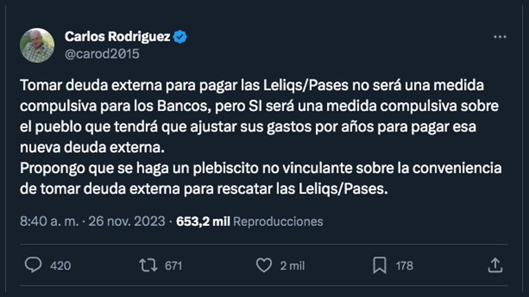 Mensaje de Carlos Rodríguez