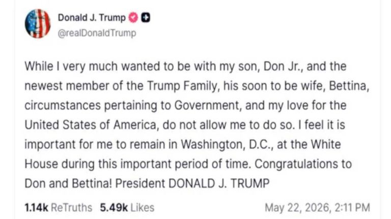 Donald Trump Jr. y Bettina Anderson 22052026
