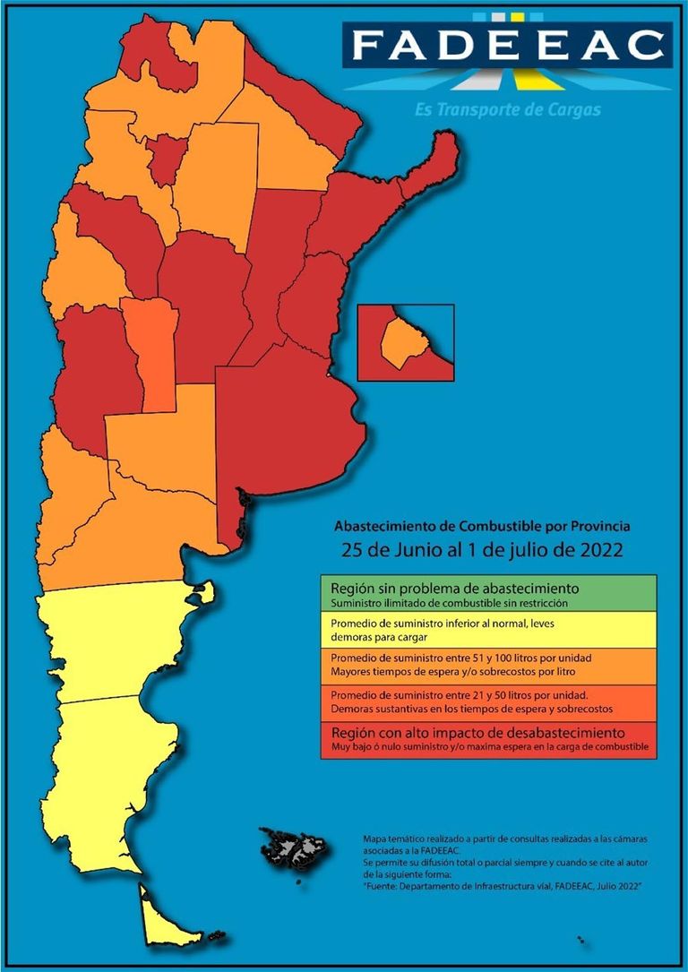 Mapa de abastecimiento de gasoil. 20220706