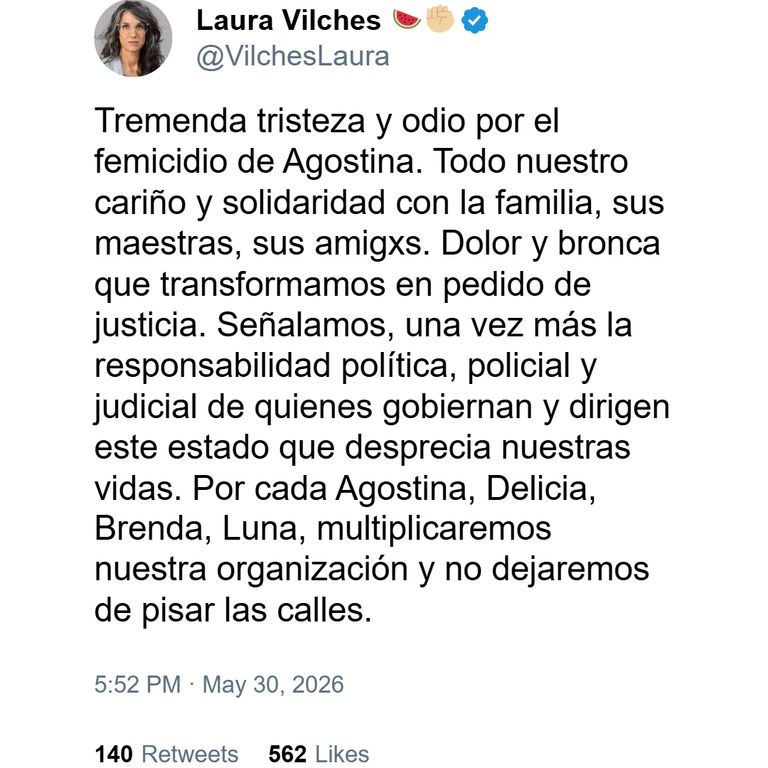 Laura Vilches sobre la muerte de Agostina Vega