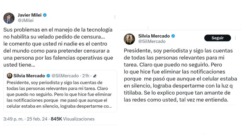 Tweets de Javier Milei