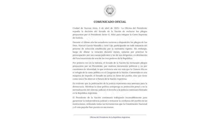 Oficina del Presidente X 20250403