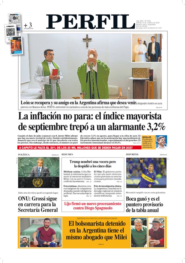 La tapa del Diario PERFIL del sábado 17 de octubre de 2026
