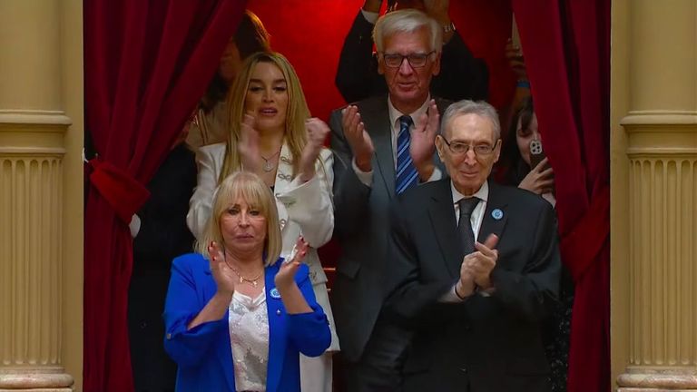 Los padres de Milei junto con Fatima Florez y su padre
