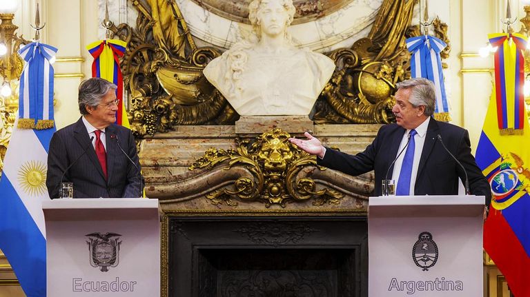 El presidente Alberto Fernández y su par de la República del Ecuador, Guillermo Lasso 20220418