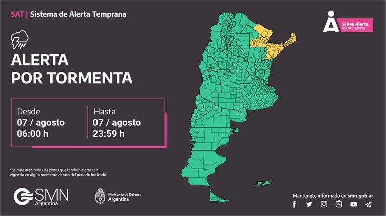 Alertas del Servicio Meteorológico Nacional